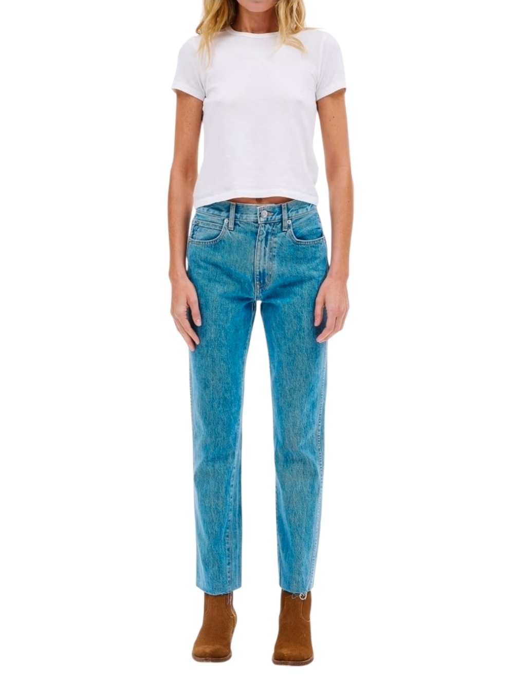 Slvrlake Hero Jeans Pacific Blue Women Size 26 High Rise Straight Leg Frayed New